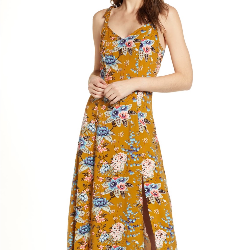 Floral Tie Strap Maxi Dress